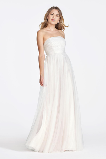 off shoulder collar sleeveless pleated sheer backless and floor length evening dress
