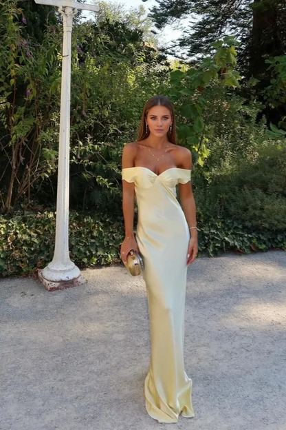 Light Yellow Sweetheart Off Shoulder Ball Dress