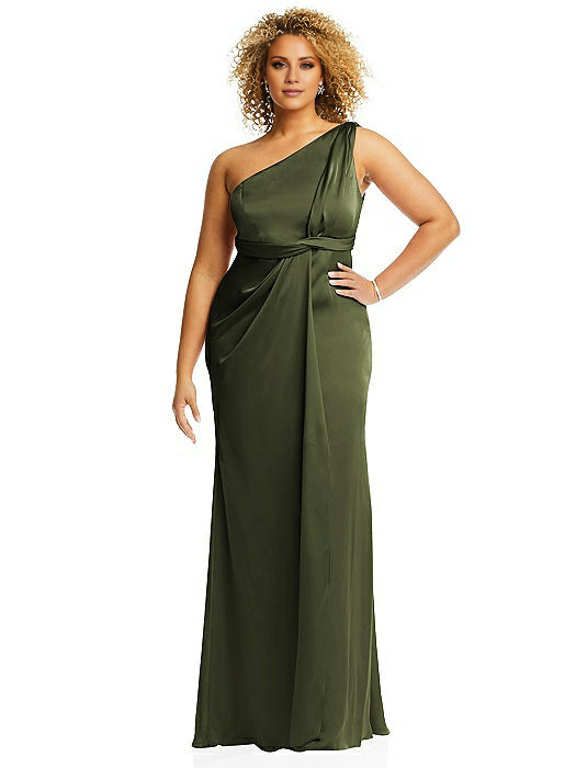 asymmetrical neckline off shoulder sleeveless backless and floor length Prom dress