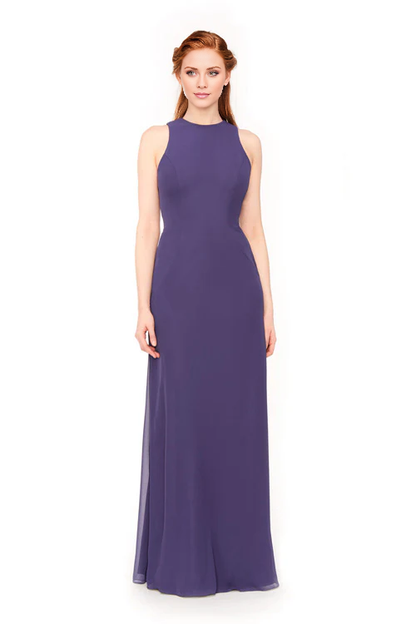collar sleeveless minimalist and floor length Prom dress