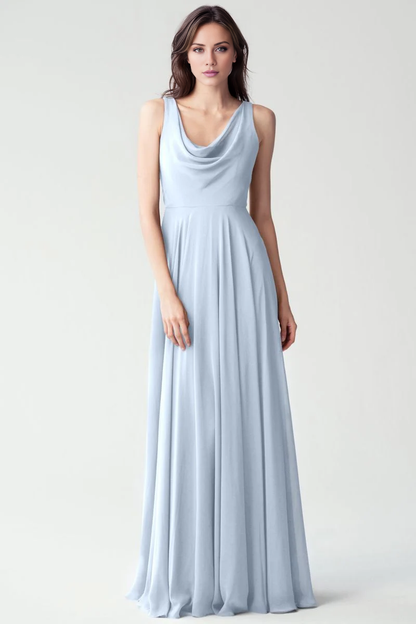 collar off shoulder sleeveless backless and floor length Prom dress