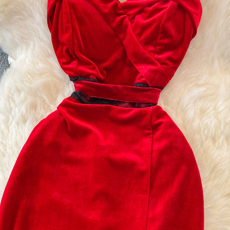 Sexy Velvet Long Dress Fashion Dress  10935