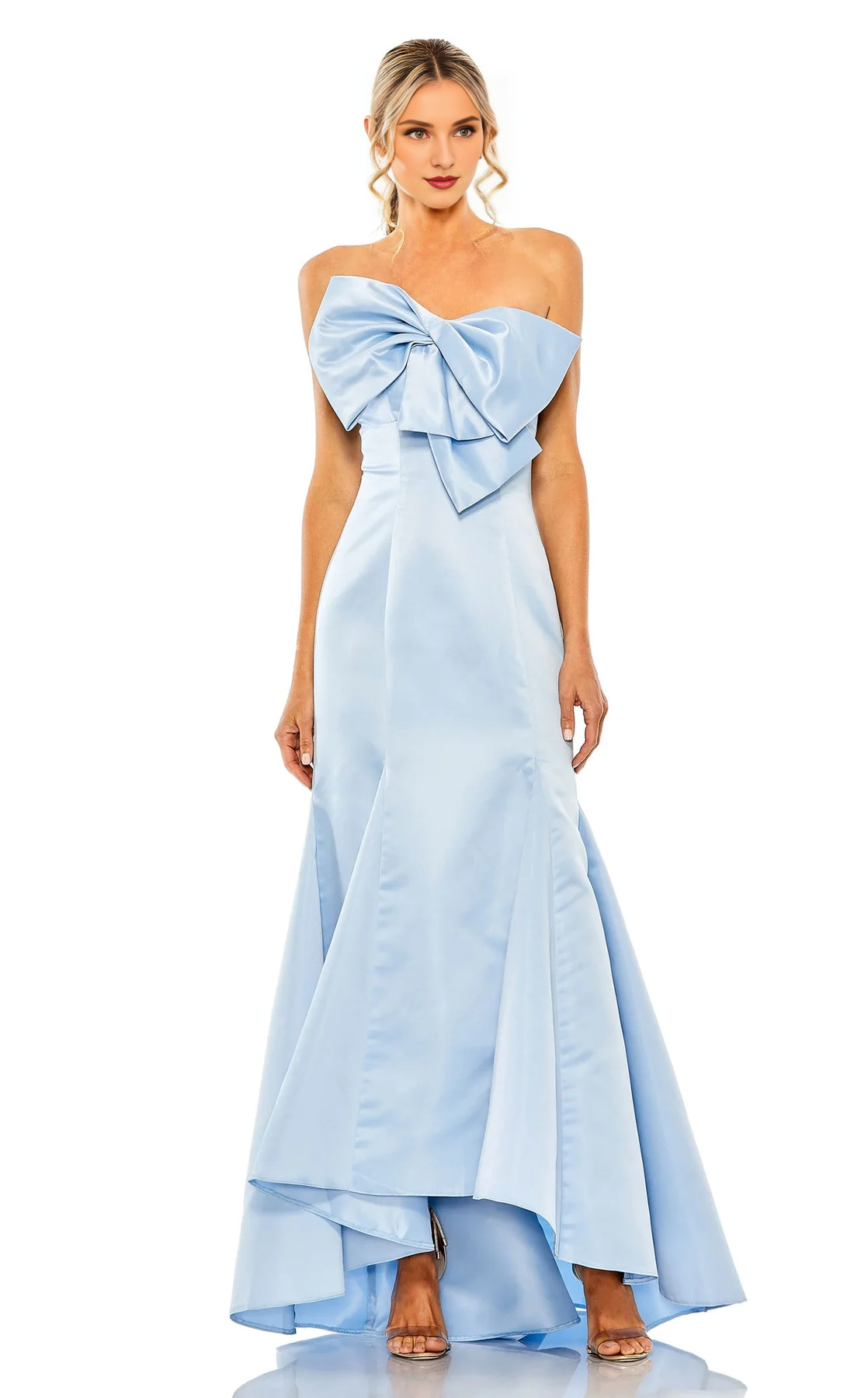 A-line off shoulder chicken heart collar zipper back bow Prom dress