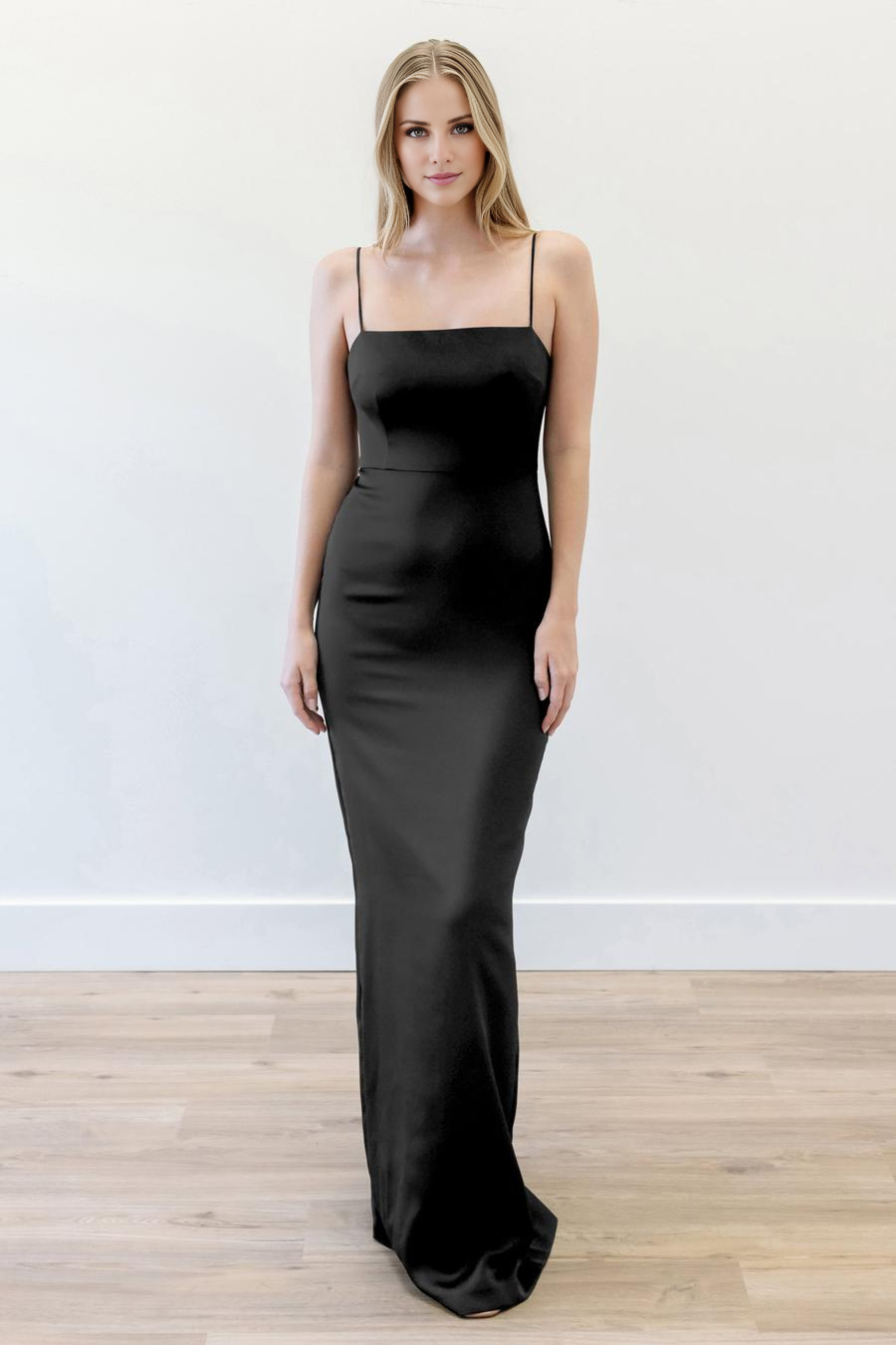 off shoulder collar thin shoulder straps sleeveless backless and floor length evening dress