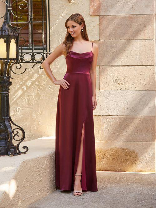 square neckline off shoulder sleeveless thin shoulder strap open back split and floor length Prom dress
