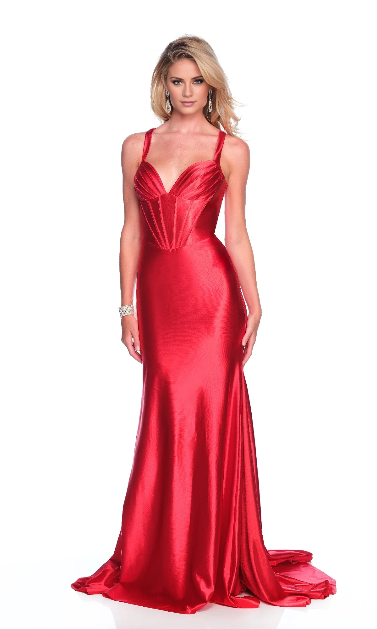 mermaid slim shoulder strap with backless side slit and floor length evening dress