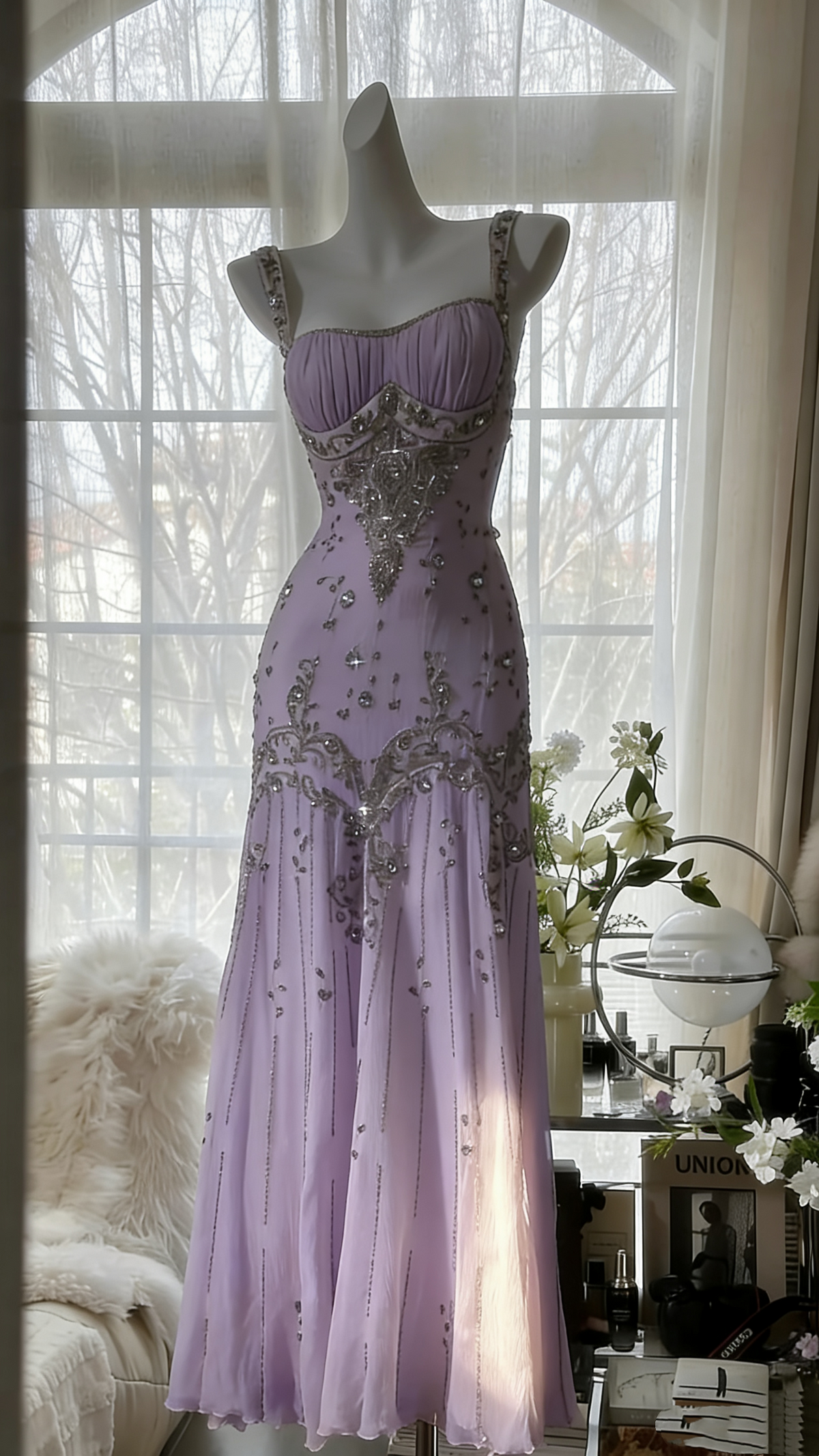 Ivory Vintage Elegant Shiny Exquisite Rhinestone Beading Long Chiffon Ball Gown Evening Dress Birthday Party Dress Prom Dress Graduation Dress gh3945