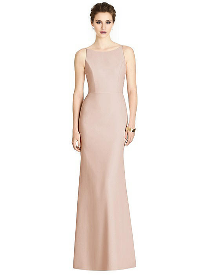 boat neckline off shoulder sleeveless backless and floor length Prom dress