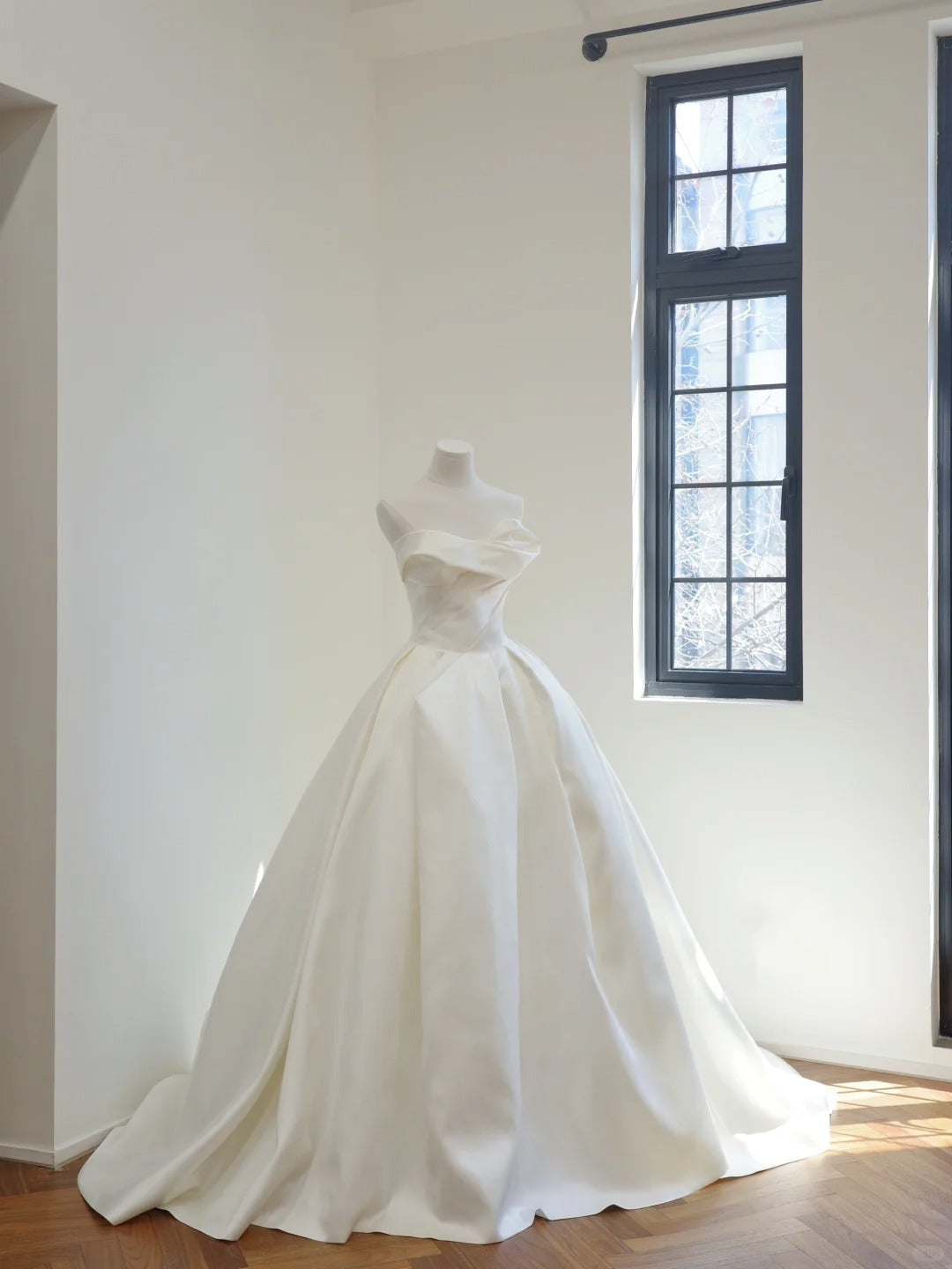 Girlhomeshops-(without veil)White Fashion Fairy Elegant Long Satin Long Trailing Prom Dress Evening Dress Wedding Dress gh5062