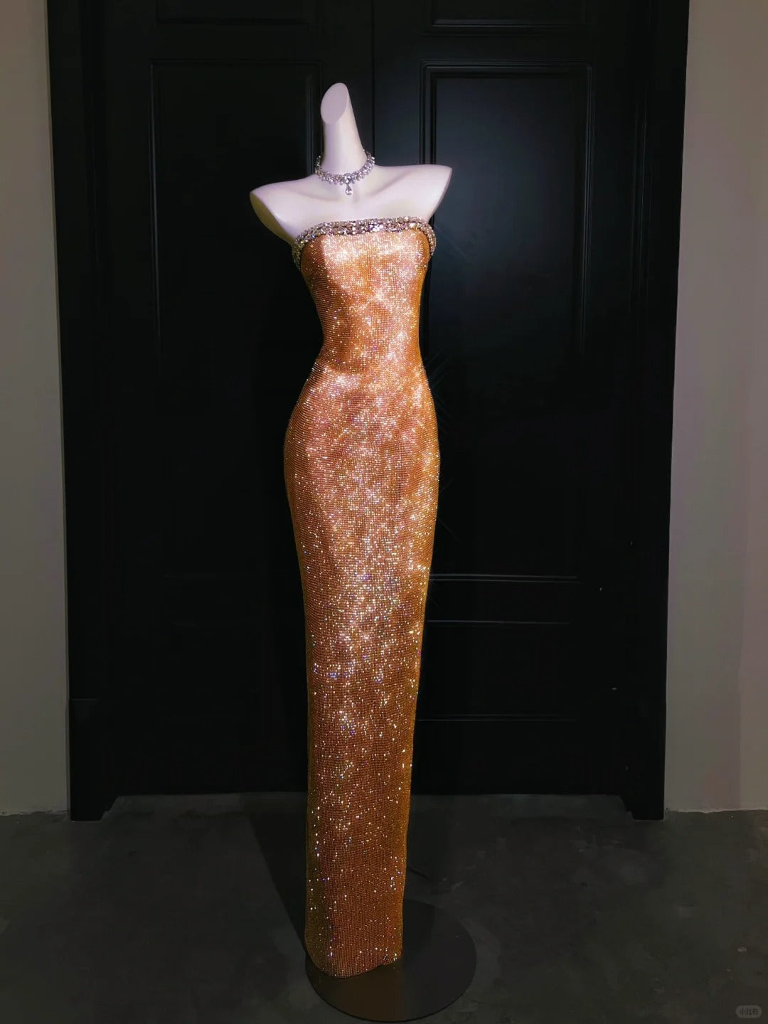 Girlhomeshops--Super beautiful golden gorgeous glitter metal mermaid fishtail long prom dress gh5489