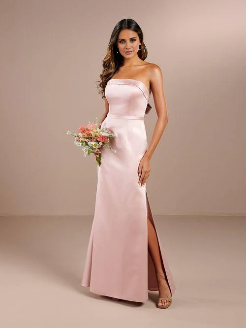 off shoulder collar sleeveless strapless backless and floor length evening dress