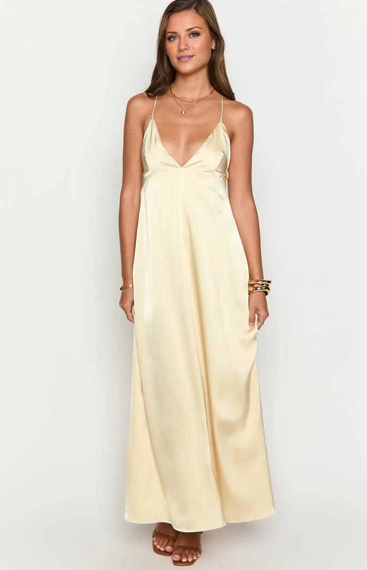 V collar off shoulder sleeveless thin shoulder strap backless and floor length Prom dress
