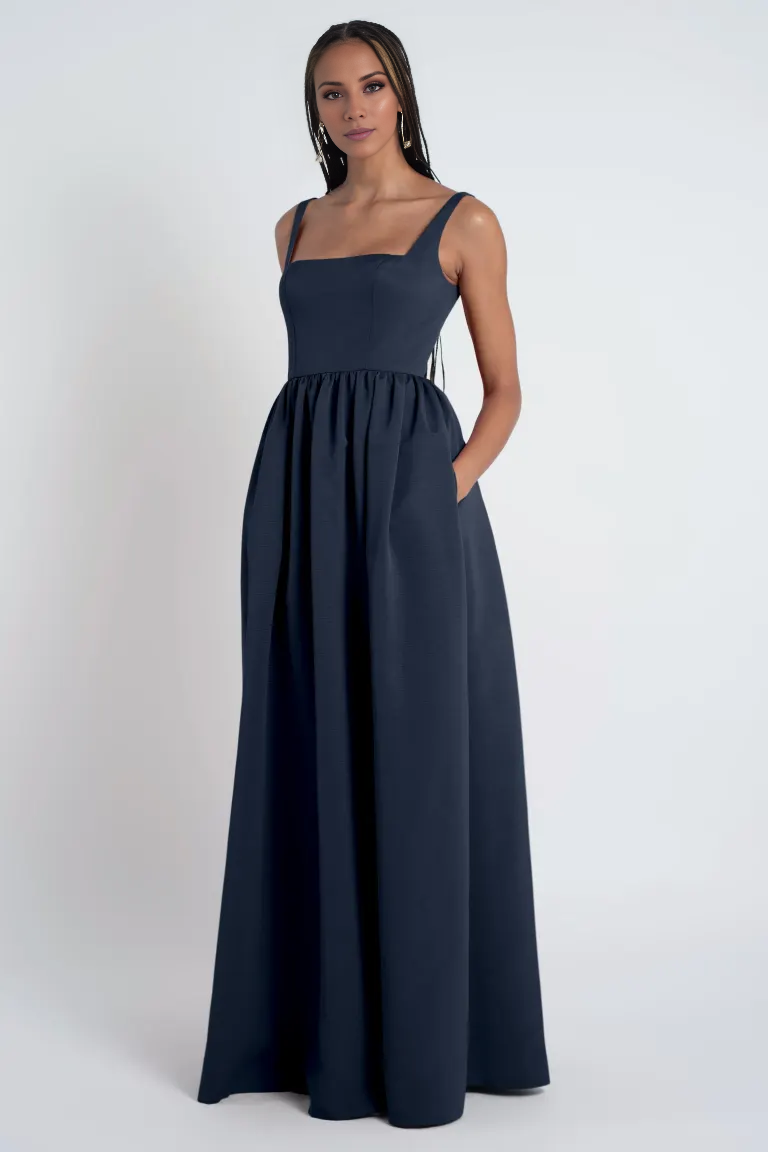 square neckline off shoulder sleeveless backless and floor length Prom dress