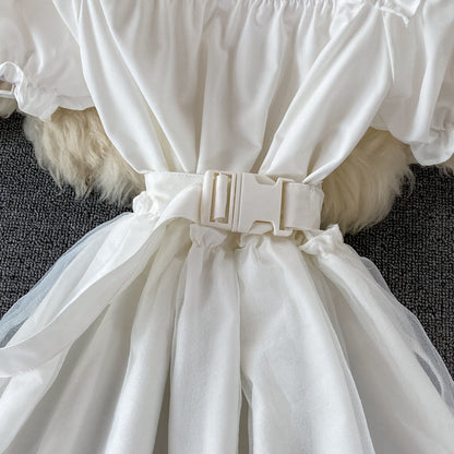 A Line High Low Dress White Fashion Dress Black A Line Dress  10678