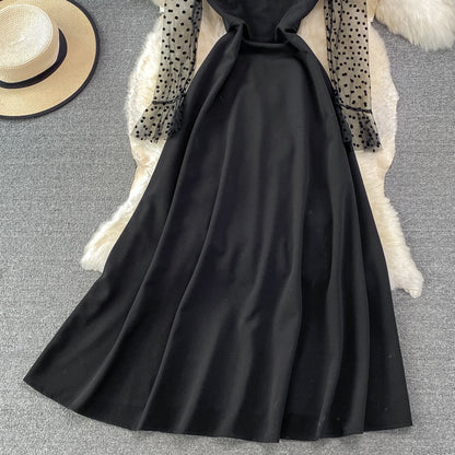 Elegant A Line Long Sleeve Dress See Through Dress  10912