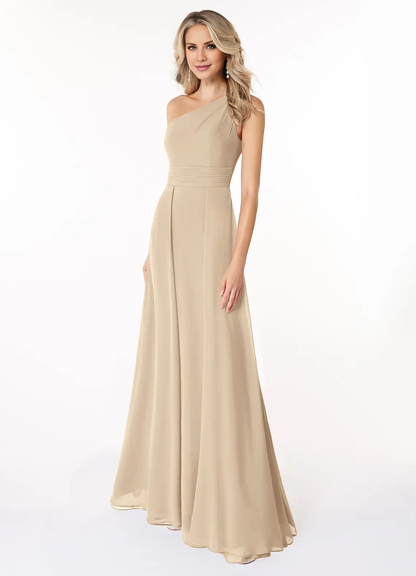 A-line shoulder chiffon dress and floor length bridesmaid dress - Dress