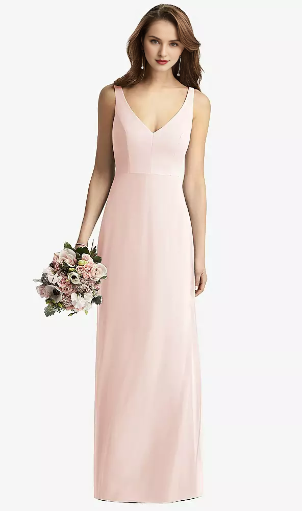 Sleeveless V-back long horn and floor length Prom dress