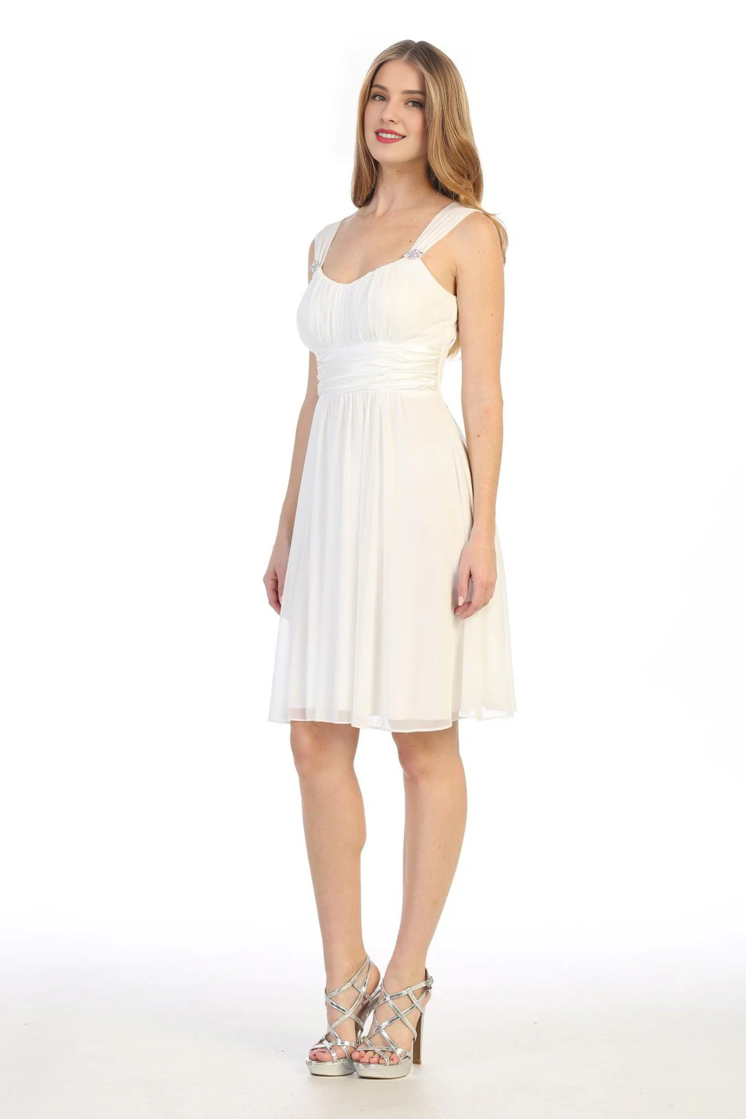 Ruffless sleeveless chiffon Homecoming Dresses