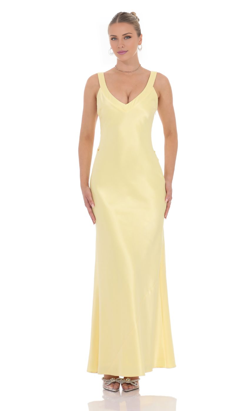 V collar off shoulder sleeveless satin backless and floor length Prom dress