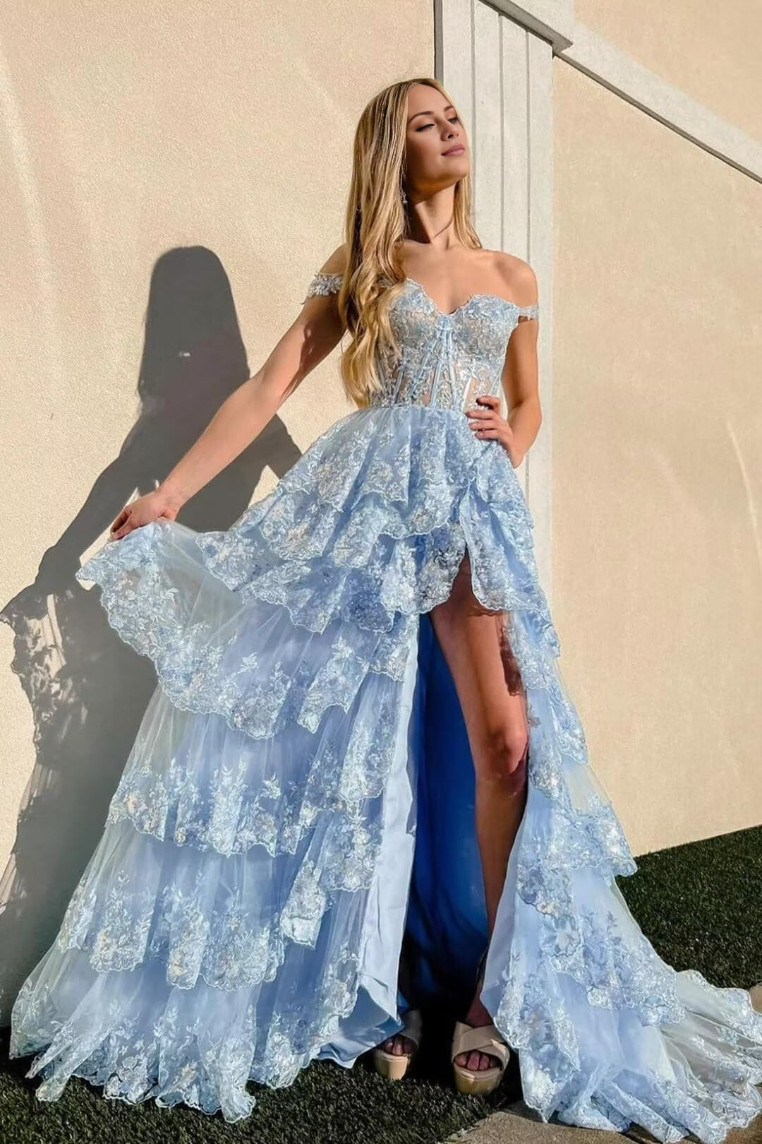 off shoulder ball gown long ball gown paired with neat shiny sequin layered sheer formal party gown