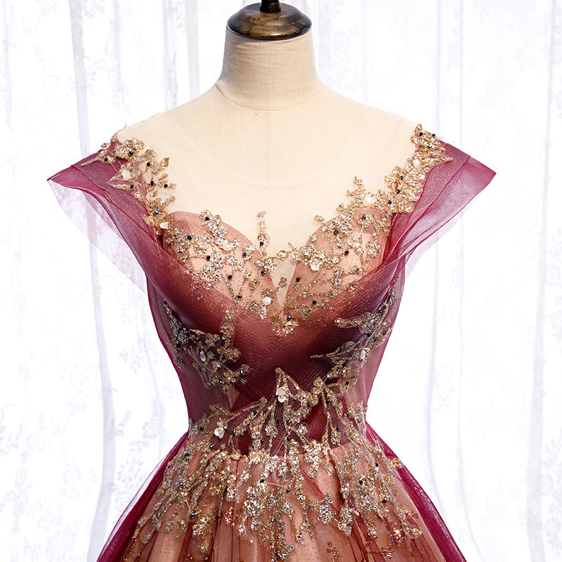 Stylish tulle sequins prom dress formal dress  8239