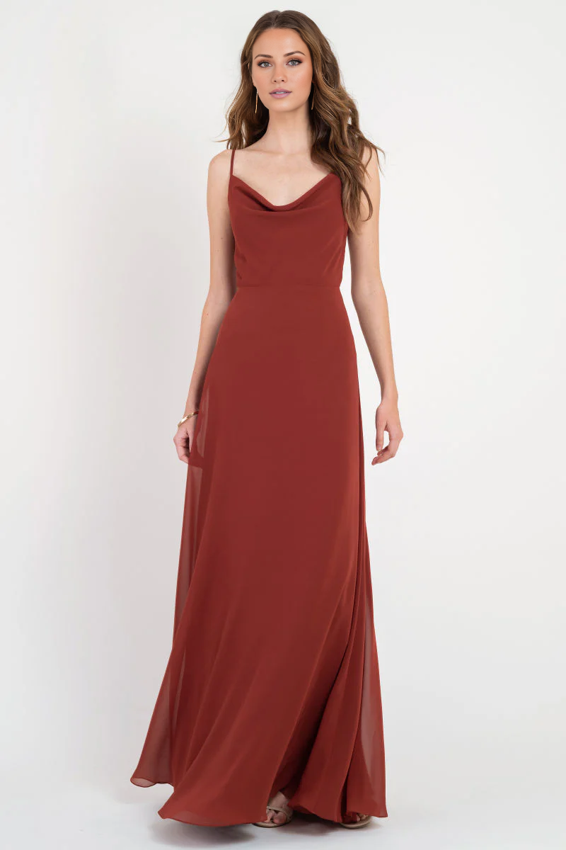 collar off shoulder sleeveless thin shoulder straps backless and floor length evening dress