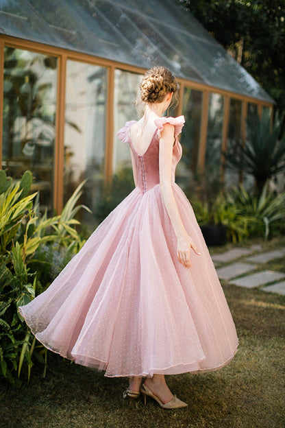 Pink/Red Cute A-line Long Prom Dress Evening Dress Graduation Party Dress 8646