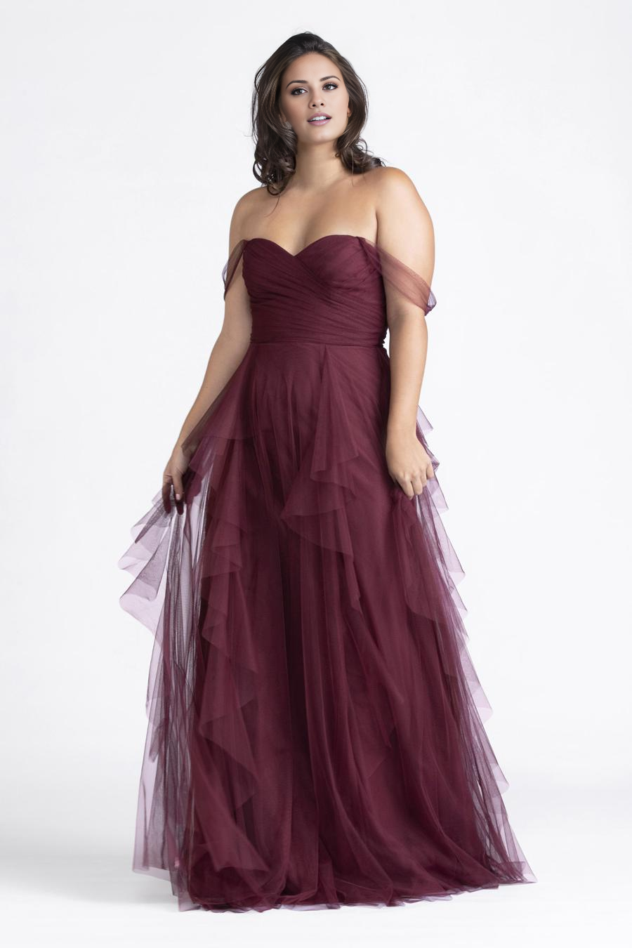 off shoulder collar sheer pleated backless and floor length evening dress