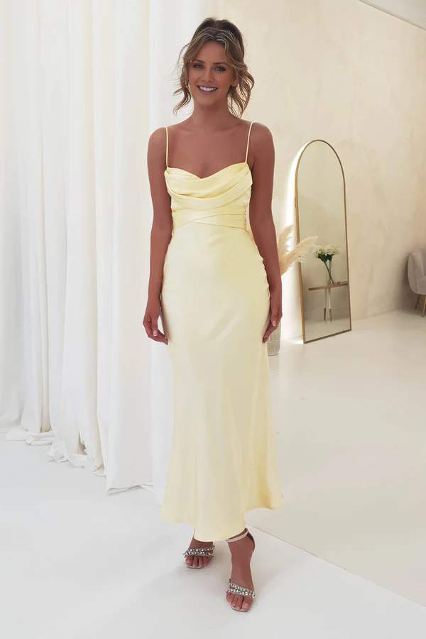 Thin shoulder straps pleated backless long Prom dress - Dress