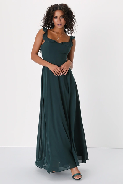 square neckline sleeveless backless side slit and floor length evening dress