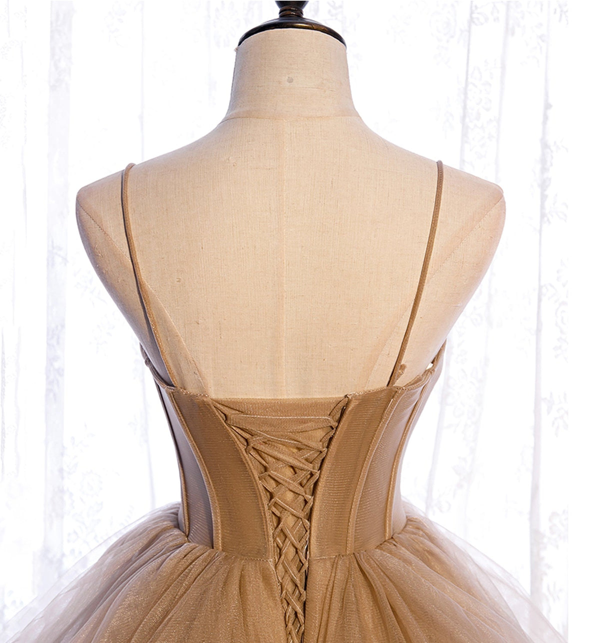 Cute tulle long A line prom dress A line evening gown  10010