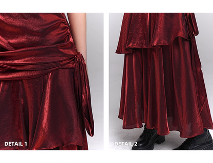 Vintage Fashion Red Spaghetti Strap Dress TP2910