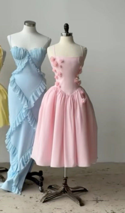 Girlhomeshops-Blue ruffle chiffon fairy long prom dress birthday party dress gh5396