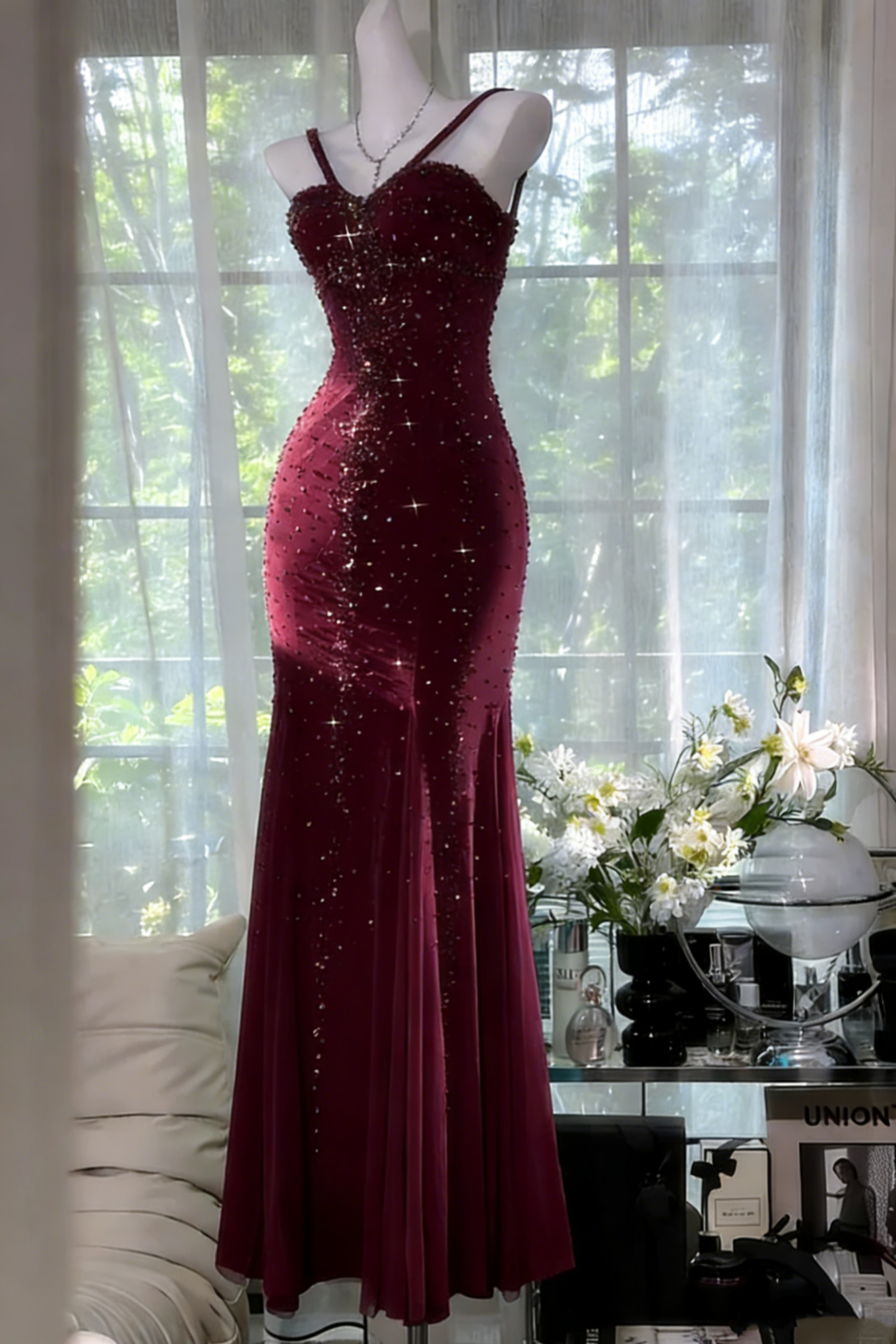 Girlhomeshops-Blue gorgeous exquisite beaded long chiffon Prom dress evening dress party dress gh5162