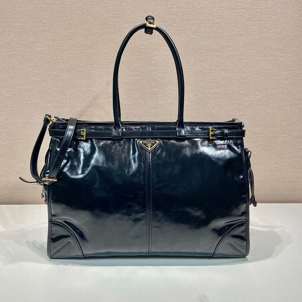 Prada Bonnie extra-large leather handbag(HIGH-END GRADE)
