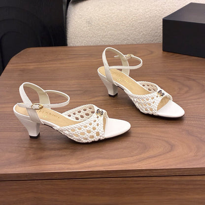 CHANEL Braided Ankle-Strap Sandals 934538