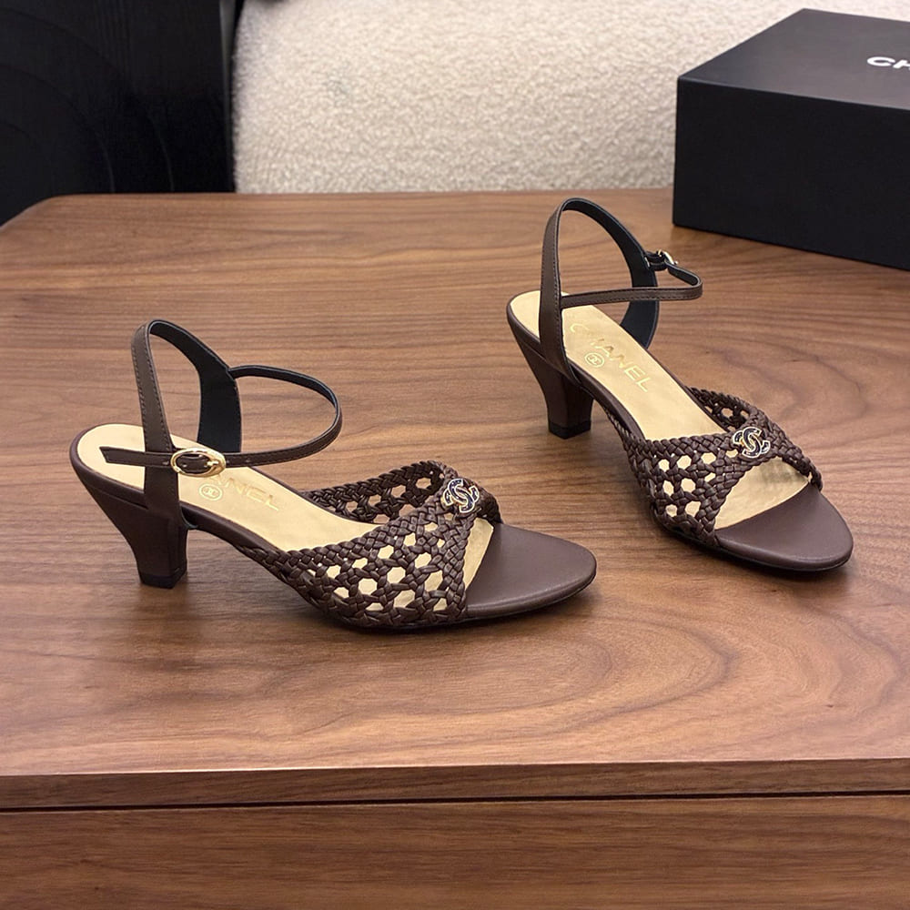 CHANEL Braided Ankle-Strap Sandals 360978