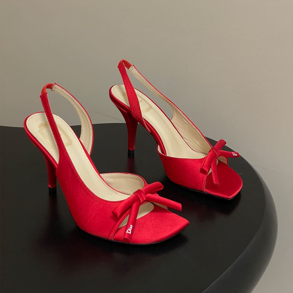 Dior Bow Heeled Slingback Sandal