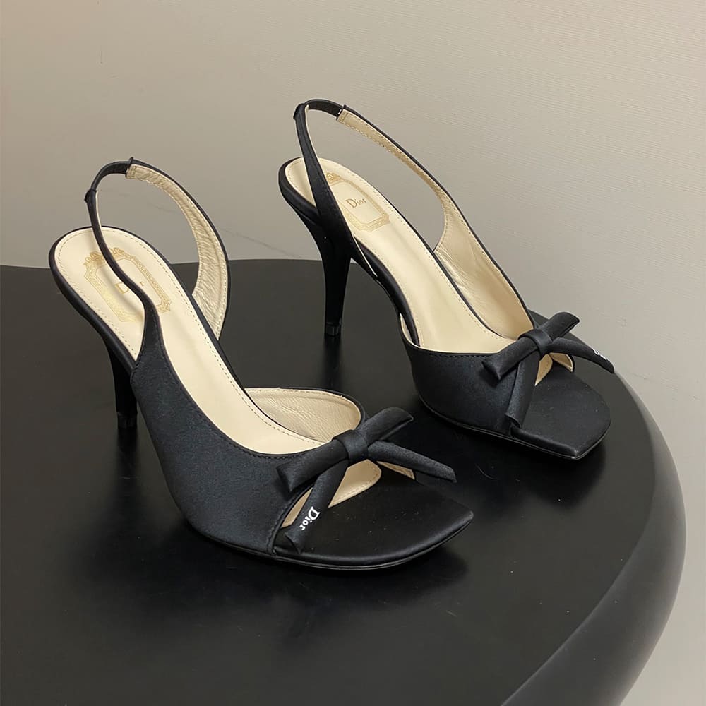 Dior Bow Heeled Slingback Sandal