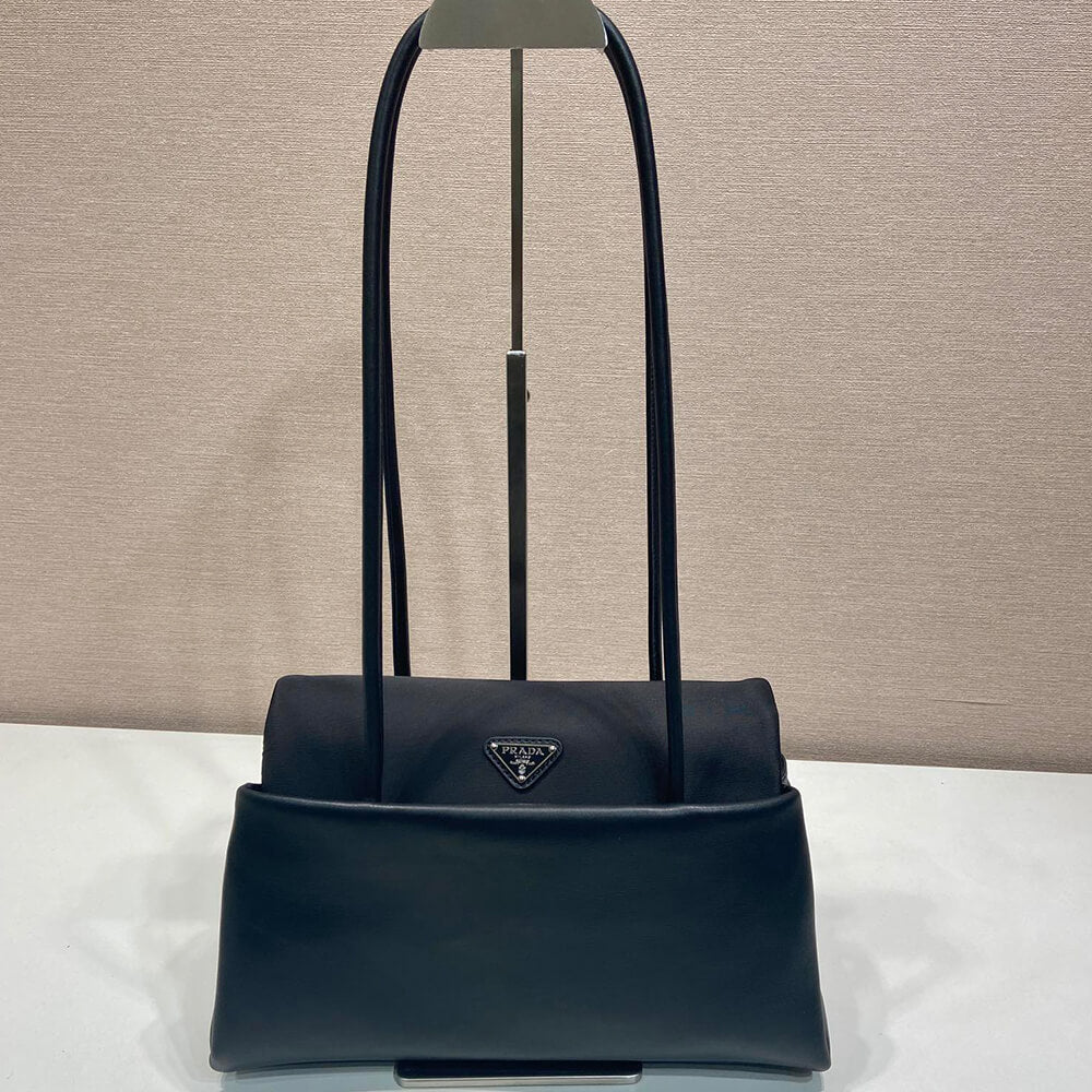Prada Passage medium leather bag with Re-Nylon flap(HIGH-END GRADE)