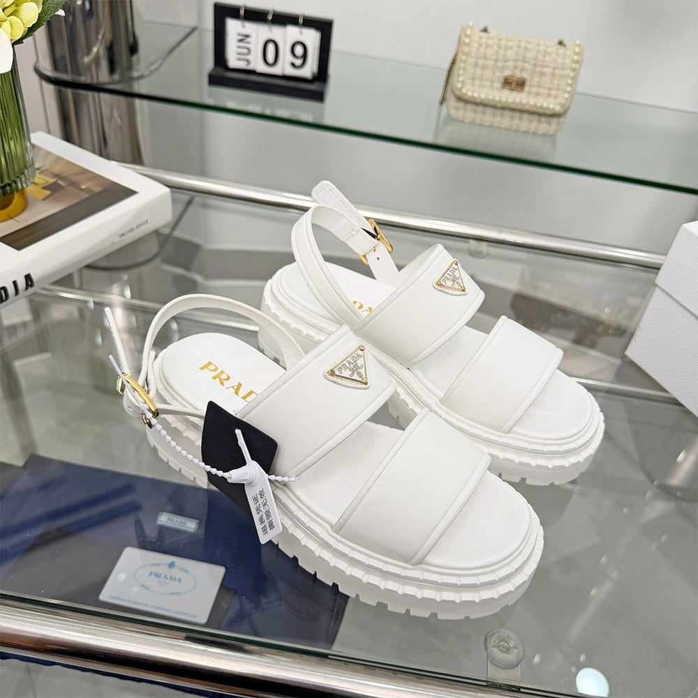 PRADA Leather Platform Sandals 322260