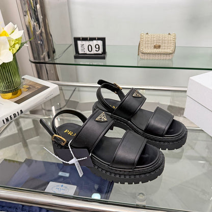 PRADA Leather Platform Sandals 614971