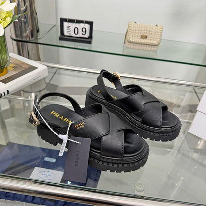 PRADA Crisscross Leather Sandals 914970