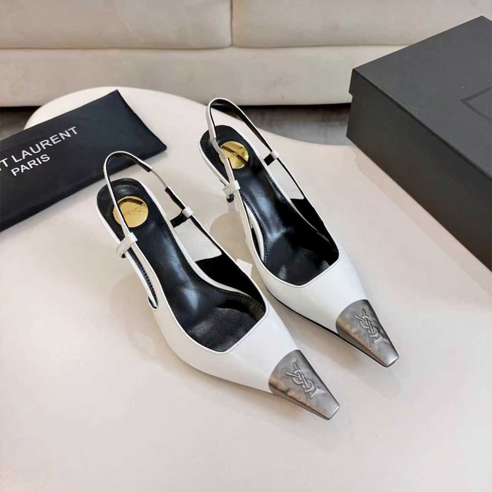 YSL JEANNE slingback pumps in glazed leather