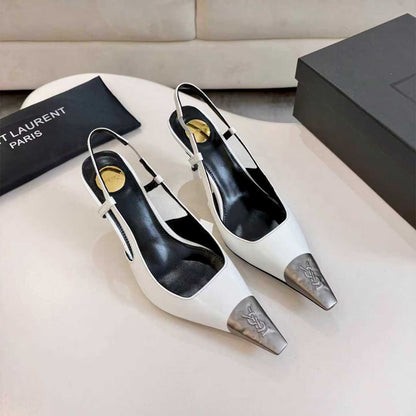 YSL JEANNE slingback pumps in glazed leather