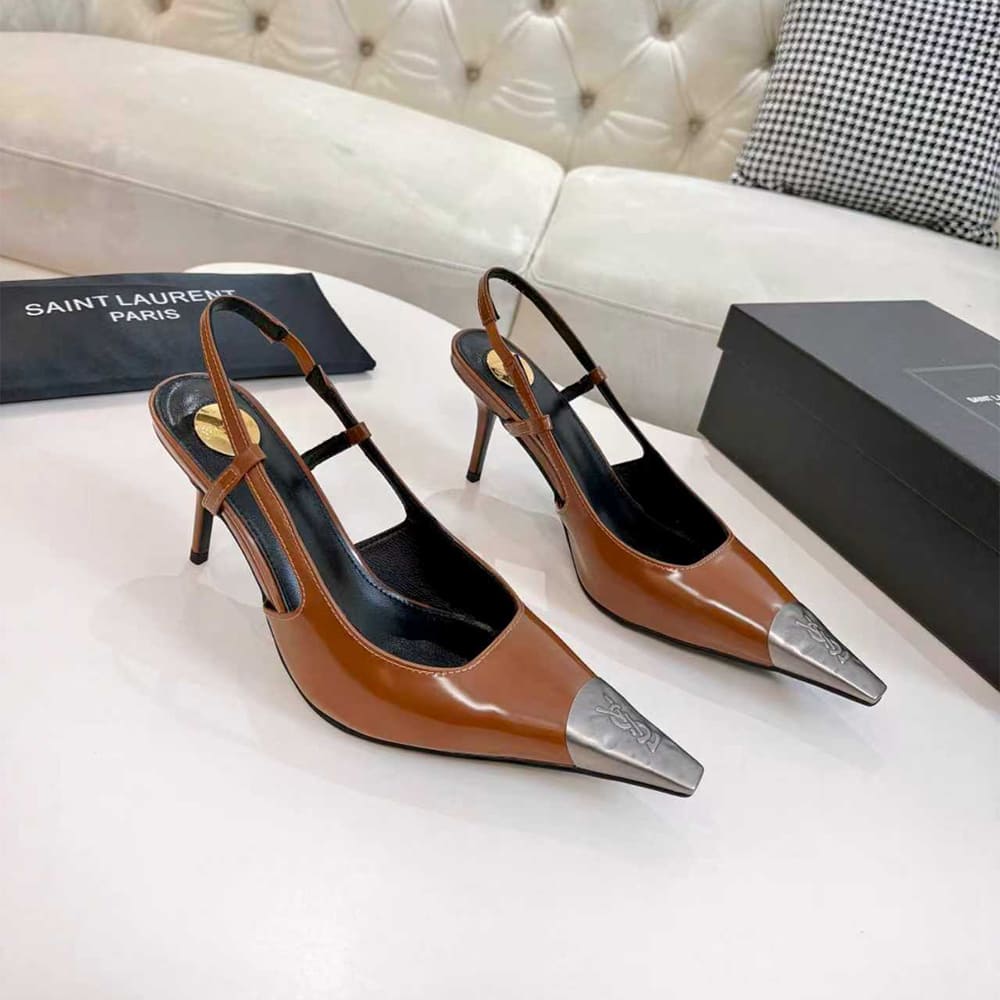 YSL JEANNE slingback pumps in glazed leather