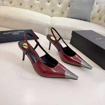 YSL JEANNE slingback pumps in glazed leather