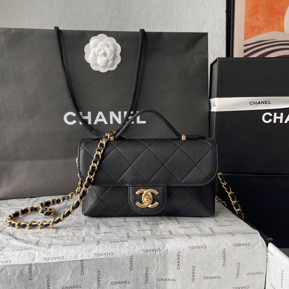 CHANEL Mini Flap with top handle(HIGH-END GRADE)