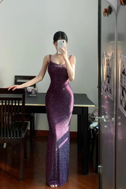 Red purple sequin long shiny elegant Prom dress formal graduation dress gh6628