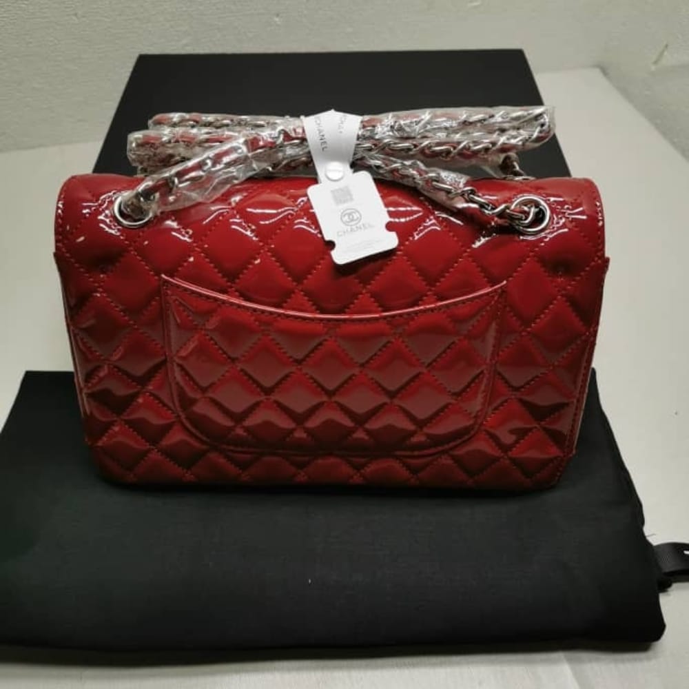 Chanel Medium Classic Double Flap Bag Patent Leather Red 26Cm